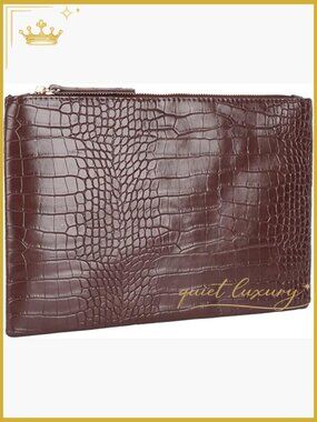 Oversized Crocodile Pattern Clutch Envelope Handbag Faux Leather Evening Purse